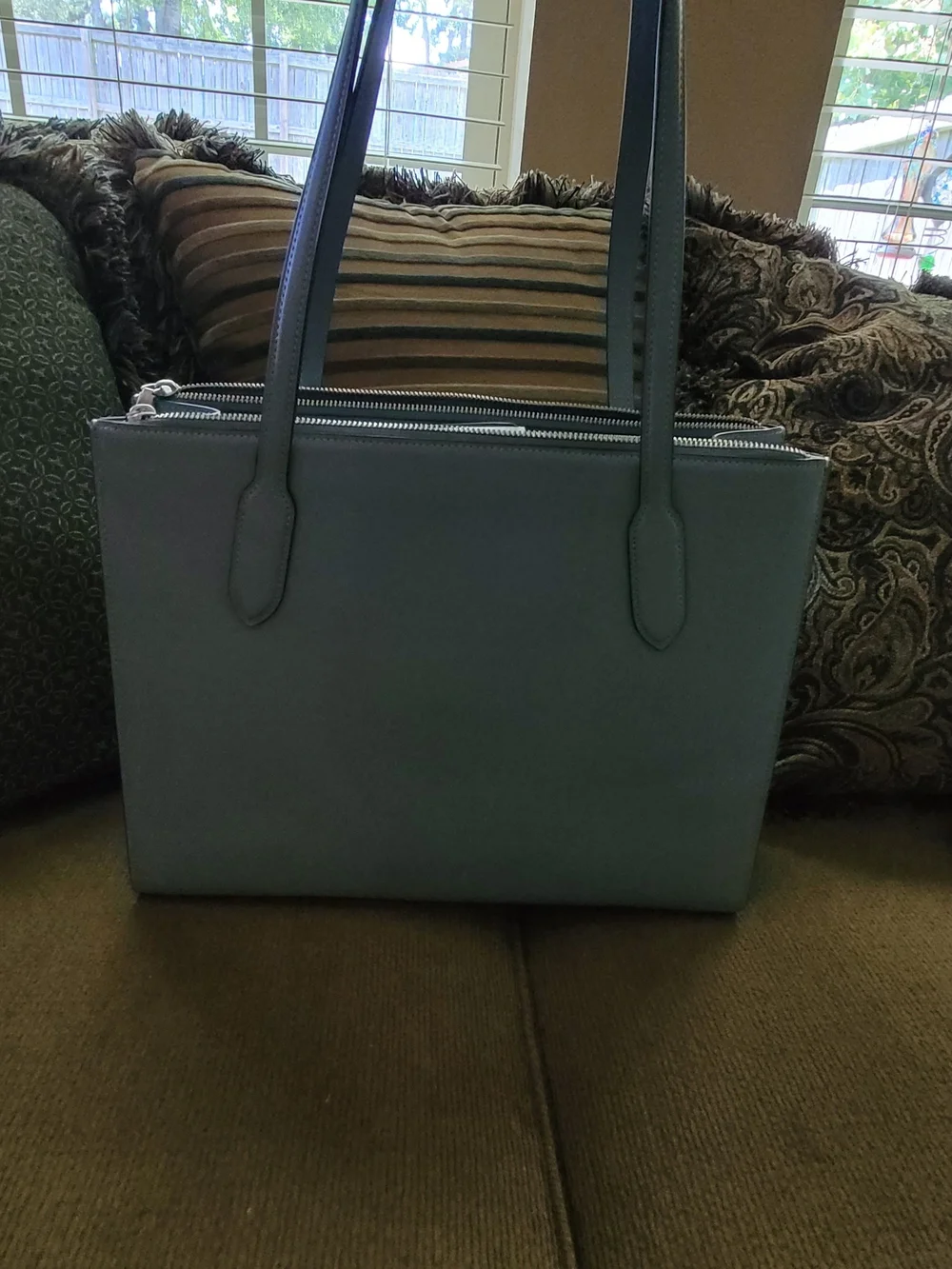 NWT Coach Nina Tote Bag Refined Leather Cornflower Blue Large Shoulder Bag CR096